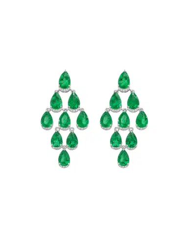 Wish Fine Jewelry 11.31ct Diamond Emerald 18K Gold Cascade Earrings | Thumbnail 1 Wish Fine Jewelry 11.31ct Diamond Emerald 18K Gold Cascade Earrings | Thumbnail 1