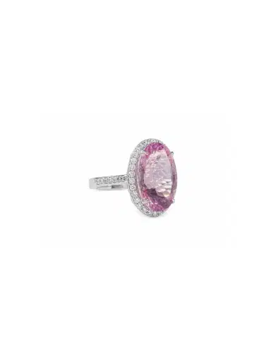 Wish Fine Jewelry 509ct Diamond Morganite 18K Gold Halo Ring | Thumbnail 2 Wish Fine Jewelry 509ct Diamond Morganite 18K Gold Halo Ring | Thumbnail 2