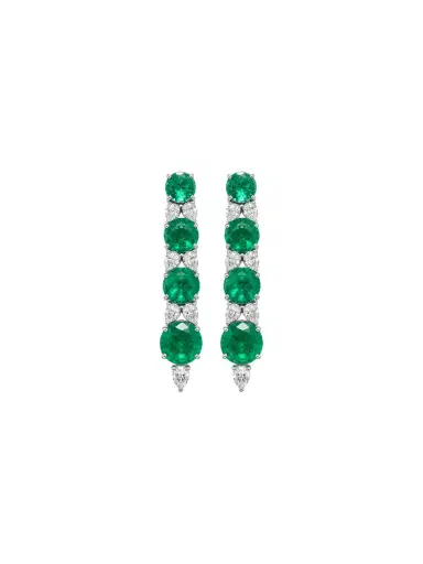 Wish Fine Jewelry 8.06ct Diamond Emerald 18K Gold Cascade Earrings | Thumbnail 1 Wish Fine Jewelry 8.06ct Diamond Emerald 18K Gold Cascade Earrings | Thumbnail 1