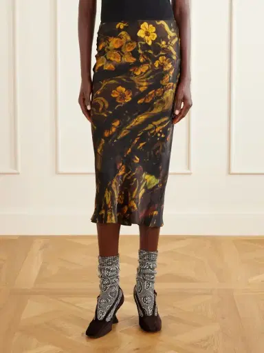 Dries Van Noten Floral-printed Silk-satin Midi Skirt | Thumbnail 3 Dries Van Noten Floral-printed Silk-satin Midi Skirt | Thumbnail 3