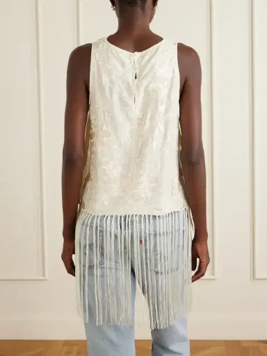 Sea Priscilla Floral-embroidered Fringed Crepe Vest | Thumbnail 3 Sea Priscilla Floral-embroidered Fringed Crepe Vest | Thumbnail 3
