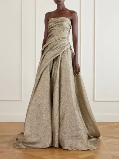 Marmar Halim Off-the-shoulder Draped Brocade Gown | Thumbnail 2 Marmar Halim Off-the-shoulder Draped Brocade Gown | Thumbnail 2