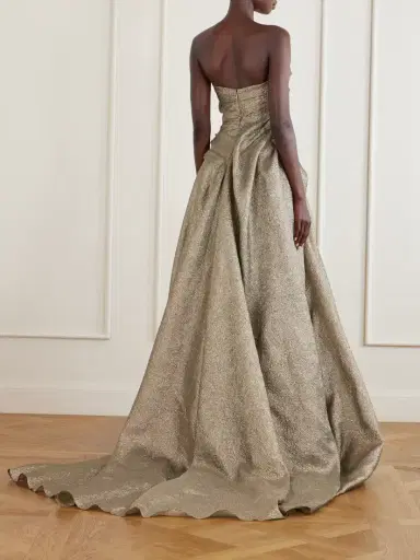 Marmar Halim Off-the-shoulder Draped Brocade Gown | Thumbnail 3 Marmar Halim Off-the-shoulder Draped Brocade Gown | Thumbnail 3