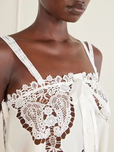 Miguelina Palmer Cropped Guipure Lace-trimmed Cotton-blend Top | Thumbnail 5 Miguelina Palmer Cropped Guipure Lace-trimmed Cotton-blend Top | Thumbnail 5