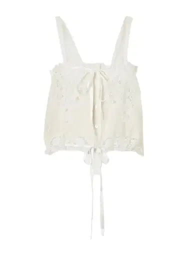 Miguelina Palmer Cropped Guipure Lace-trimmed Cotton-blend Top | Thumbnail 1 Miguelina Palmer Cropped Guipure Lace-trimmed Cotton-blend Top | Thumbnail 1