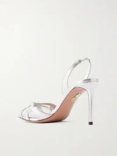 Aquazzura Ribbon Kiss 85 Crystal-embellished Metallic Leather Sandals | Thumbnail 3 Aquazzura Ribbon Kiss 85 Crystal-embellished Metallic Leather Sandals | Thumbnail 3