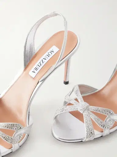 Aquazzura Ribbon Kiss 85 Crystal-embellished Metallic Leather Sandals | Thumbnail 5 Aquazzura Ribbon Kiss 85 Crystal-embellished Metallic Leather Sandals | Thumbnail 5