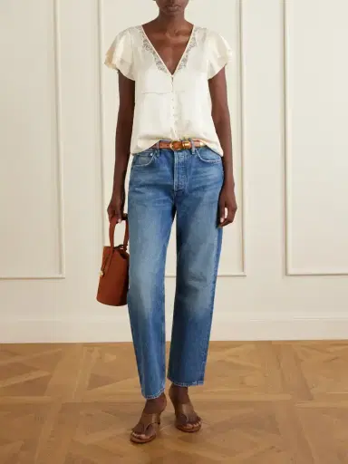 Citizens of Humanity Lola Flutter Lace-trimmed Satin Blouse | Thumbnail 2 Citizens of Humanity Lola Flutter Lace-trimmed Satin Blouse | Thumbnail 2