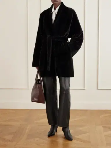 Nour Hammour Raquel Belted Paneled Shearling Coat | Thumbnail 2 Nour Hammour Raquel Belted Paneled Shearling Coat | Thumbnail 2