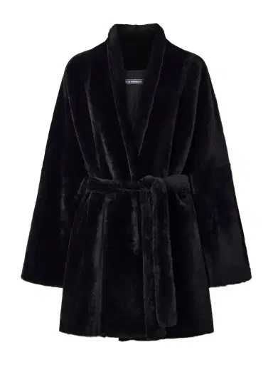 Nour Hammour Raquel Belted Paneled Shearling Coat | Thumbnail 1 Nour Hammour Raquel Belted Paneled Shearling Coat | Thumbnail 1