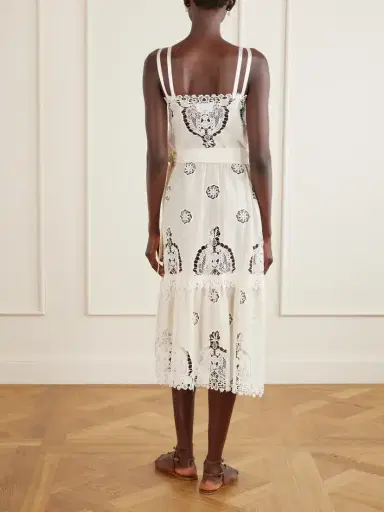 Miguelina Esme Belted Guipure Lace-trimmed Cotton-blend Midi Dress | Thumbnail 3 Miguelina Esme Belted Guipure Lace-trimmed Cotton-blend Midi Dress | Thumbnail 3
