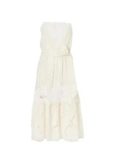 Miguelina Esme Belted Guipure Lace-trimmed Cotton-blend Midi Dress | Thumbnail 1 Miguelina Esme Belted Guipure Lace-trimmed Cotton-blend Midi Dress | Thumbnail 1