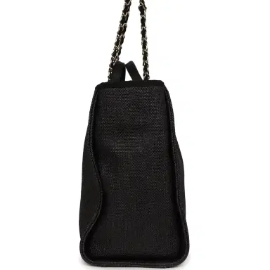 Chanel Chanel Large Deauville Shopping Tote Black, Grey Raffia, Black Canvas Light Gold Hardware | Thumbnail 3 Chanel Chanel Large Deauville Shopping Tote Black, Grey Raffia, Black Canvas Light Gold Hardware | Thumbnail 3