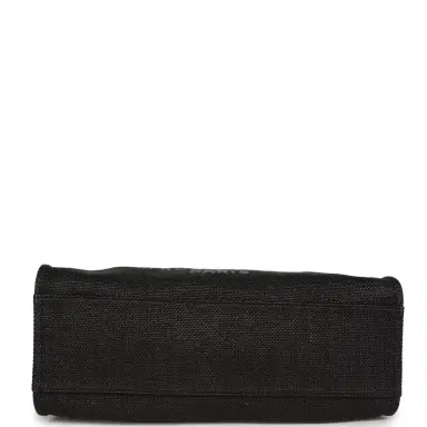 Chanel Chanel Large Deauville Shopping Tote Black, Grey Raffia, Black Canvas Light Gold Hardware | Thumbnail 6 Chanel Chanel Large Deauville Shopping Tote Black, Grey Raffia, Black Canvas Light Gold Hardware | Thumbnail 6