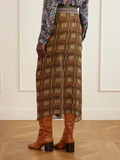 Dries Van Noten Suma Checked Georgette Midi Skirt | Thumbnail 4 Dries Van Noten Suma Checked Georgette Midi Skirt | Thumbnail 4