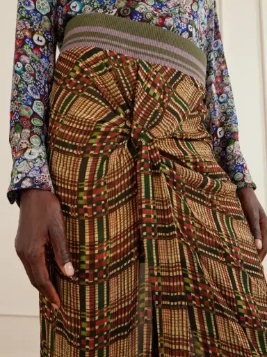 Dries Van Noten Suma Checked Georgette Midi Skirt | Thumbnail 5 Dries Van Noten Suma Checked Georgette Midi Skirt | Thumbnail 5