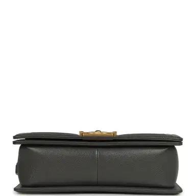 Chanel Chanel Medium Boy Bag Dark Grey Shiny Caviar Antique Gold Hardware | Thumbnail 6 Chanel Chanel Medium Boy Bag Dark Grey Shiny Caviar Antique Gold Hardware | Thumbnail 6