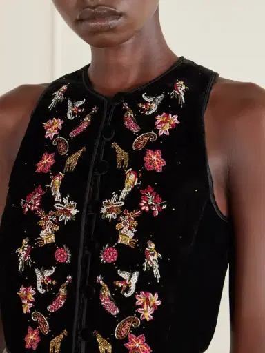 Etro Bead-embellished Cropped Velvet Vest | Thumbnail 5 Etro Bead-embellished Cropped Velvet Vest | Thumbnail 5