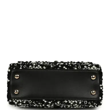 Chanel Chanel Mini Coco Handle Flap Bag Black, White Sequin, Beaded Light Gold Hardware | Thumbnail 6 Chanel Chanel Mini Coco Handle Flap Bag Black, White Sequin, Beaded Light Gold Hardware | Thumbnail 6