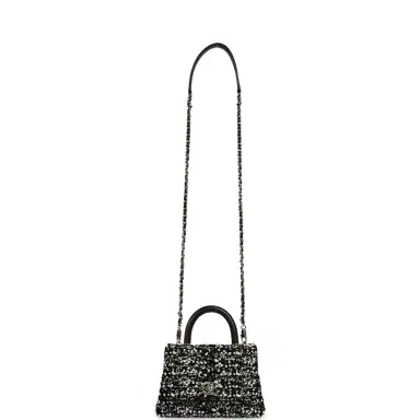 Chanel Chanel Mini Coco Handle Flap Bag Black, White Sequin, Beaded Light Gold Hardware | Thumbnail 7 Chanel Chanel Mini Coco Handle Flap Bag Black, White Sequin, Beaded Light Gold Hardware | Thumbnail 7
