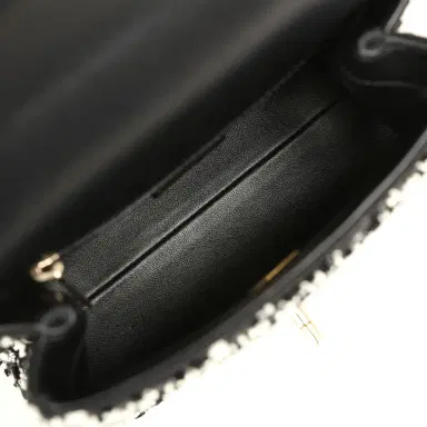 Chanel Chanel Mini Coco Handle Flap Bag Black, White Sequin, Beaded Light Gold Hardware | Thumbnail 8 Chanel Chanel Mini Coco Handle Flap Bag Black, White Sequin, Beaded Light Gold Hardware | Thumbnail 8