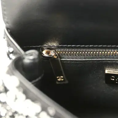 Chanel Chanel Mini Coco Handle Flap Bag Black, White Sequin, Beaded Light Gold Hardware | Thumbnail 10 Chanel Chanel Mini Coco Handle Flap Bag Black, White Sequin, Beaded Light Gold Hardware | Thumbnail 10