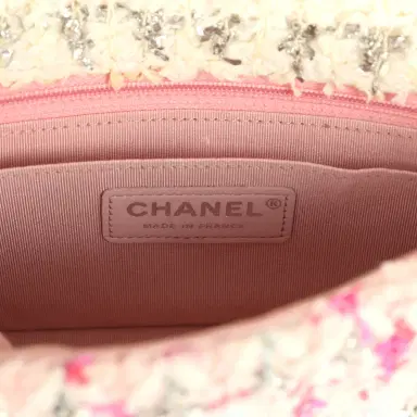 Chanel Chanel Mini Rectangular Flap Bag Pink, Multicolored Tweed Bouclé Silver Hardware | Thumbnail 9 Chanel Chanel Mini Rectangular Flap Bag Pink, Multicolored Tweed Bouclé Silver Hardware | Thumbnail 9