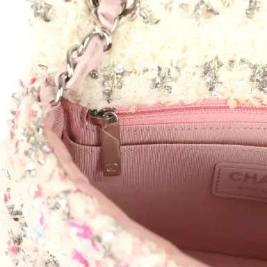 Chanel Chanel Mini Rectangular Flap Bag Pink, Multicolored Tweed Bouclé Silver Hardware | Thumbnail 10 Chanel Chanel Mini Rectangular Flap Bag Pink, Multicolored Tweed Bouclé Silver Hardware | Thumbnail 10