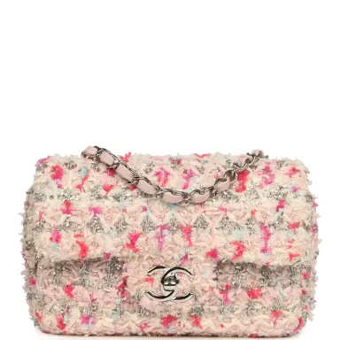 Chanel Chanel Mini Rectangular Flap Bag Pink, Multicolored Tweed Bouclé Silver Hardware | Thumbnail 1 Chanel Chanel Mini Rectangular Flap Bag Pink, Multicolored Tweed Bouclé Silver Hardware | Thumbnail 1