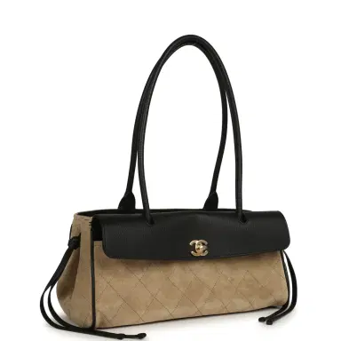 Chanel Chanel Small "Urban Essential" East West Shopping Tote Black Grained Calfskin and Beige Suede Gold Hardware | Thumbnail 2 Chanel Chanel Small "Urban Essential" East West Shopping Tote Black Grained Calfskin and Beige Suede Gold Hardware | Thumbnail 2