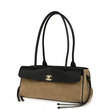 Chanel Chanel Small "Urban Essential" East West Shopping Tote Black Grained Calfskin and Beige Suede Gold Hardware | Thumbnail 5 Chanel Chanel Small "Urban Essential" East West Shopping Tote Black Grained Calfskin and Beige Suede Gold Hardware | Thumbnail 5