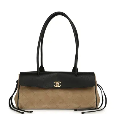 Chanel Chanel Small "Urban Essential" East West Shopping Tote Black Grained Calfskin and Beige Suede Gold Hardware | Thumbnail 1 Chanel Chanel Small "Urban Essential" East West Shopping Tote Black Grained Calfskin and Beige Suede Gold Hardware | Thumbnail 1