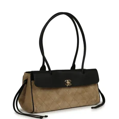 Chanel Chanel Small "Urban Essential" East West Shopping Tote Black Grained Calfskin and Beige Suede Gold Hardware | Thumbnail 2 Chanel Chanel Small "Urban Essential" East West Shopping Tote Black Grained Calfskin and Beige Suede Gold Hardware | Thumbnail 2