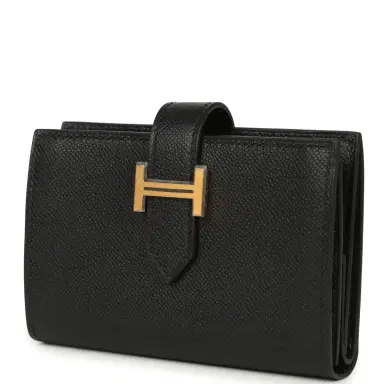 HERMÈS Hermes Bearn Mini Wallet Black Madame Gold Hardware | Thumbnail 5 HERMÈS Hermes Bearn Mini Wallet Black Madame Gold Hardware | Thumbnail 5