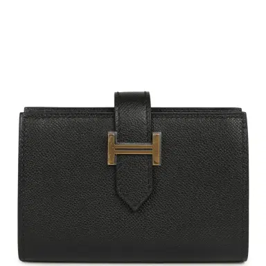 HERMÈS Hermes Bearn Mini Wallet Black Madame Gold Hardware | Thumbnail 1 HERMÈS Hermes Bearn Mini Wallet Black Madame Gold Hardware | Thumbnail 1