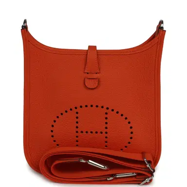 HERMÈS Hermes Evelyne 23 Tangerine Clemence Palladium Hardware | Thumbnail 1 HERMÈS Hermes Evelyne 23 Tangerine Clemence Palladium Hardware | Thumbnail 1