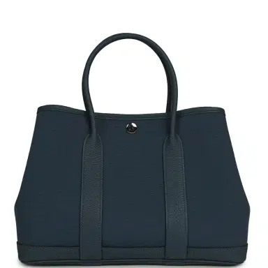 HERMÈS Hermes Garden Party 30 Bleu Tempete Toile Officier Canvas, Negonda Palladium Hardware | Thumbnail 4 HERMÈS Hermes Garden Party 30 Bleu Tempete Toile Officier Canvas, Negonda Palladium Hardware | Thumbnail 4