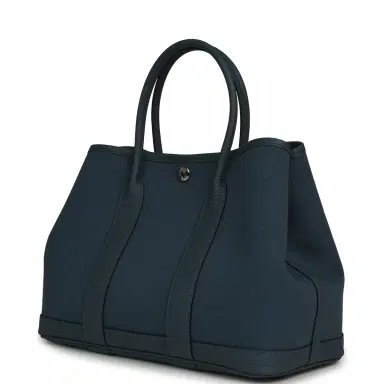 HERMÈS Hermes Garden Party 30 Bleu Tempete Toile Officier Canvas, Negonda Palladium Hardware | Thumbnail 5 HERMÈS Hermes Garden Party 30 Bleu Tempete Toile Officier Canvas, Negonda Palladium Hardware | Thumbnail 5