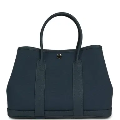 HERMÈS Hermes Garden Party 30 Bleu Tempete Toile Officier Canvas, Negonda Palladium Hardware | Thumbnail 1 HERMÈS Hermes Garden Party 30 Bleu Tempete Toile Officier Canvas, Negonda Palladium Hardware | Thumbnail 1