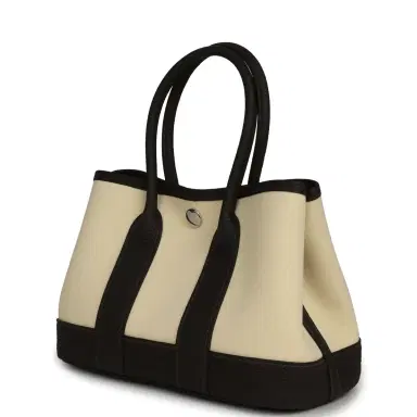 HERMÈS Hermes Garden Party Neo 23 Vanille Toile Officier Canvas and Bai Brun Negonda Palladium Hardware | Thumbnail 5 HERMÈS Hermes Garden Party Neo 23 Vanille Toile Officier Canvas and Bai Brun Negonda Palladium Hardware | Thumbnail 5