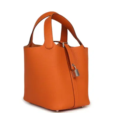 HERMÈS Hermes Picotin Lock 18 Orange Clemence Palladium Hardware | Thumbnail 2 HERMÈS Hermes Picotin Lock 18 Orange Clemence Palladium Hardware | Thumbnail 2