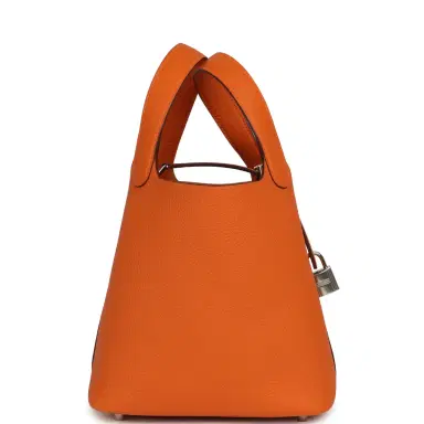 HERMÈS Hermes Picotin Lock 18 Orange Clemence Palladium Hardware | Thumbnail 3 HERMÈS Hermes Picotin Lock 18 Orange Clemence Palladium Hardware | Thumbnail 3