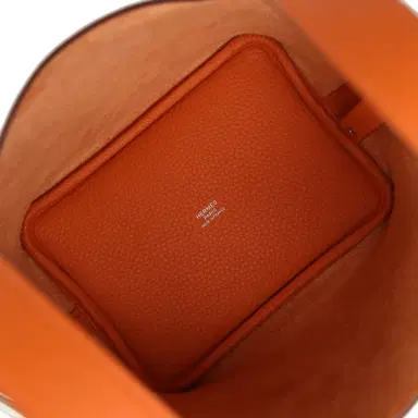 HERMÈS Hermes Picotin Lock 18 Orange Clemence Palladium Hardware | Thumbnail 7 HERMÈS Hermes Picotin Lock 18 Orange Clemence Palladium Hardware | Thumbnail 7