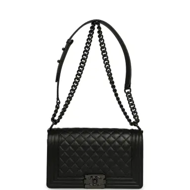 Chanel Pre-owned Chanel Medium Boy Bag So Black Caviar Black Hardware | Thumbnail 7 Chanel Pre-owned Chanel Medium Boy Bag So Black Caviar Black Hardware | Thumbnail 7