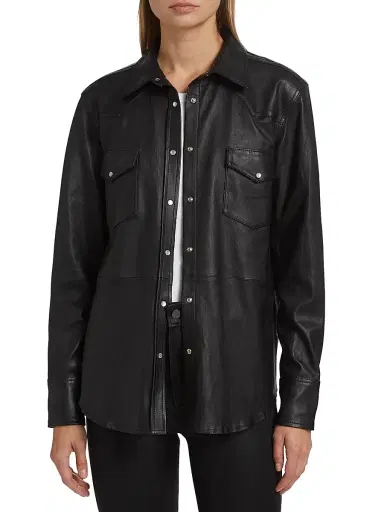SPRWMN Women's Leather Western Shirt - Americano | Thumbnail 3 SPRWMN Women's Leather Western Shirt - Americano | Thumbnail 3