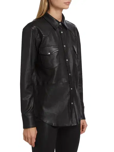 SPRWMN Women's Leather Western Shirt - Americano | Thumbnail 4 SPRWMN Women's Leather Western Shirt - Americano | Thumbnail 4