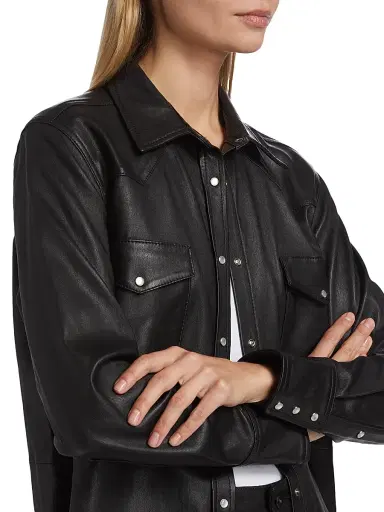 SPRWMN Women's Leather Western Shirt - Americano | Thumbnail 6 SPRWMN Women's Leather Western Shirt - Americano | Thumbnail 6