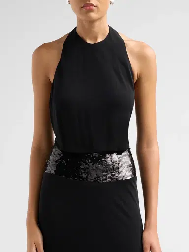 Ramy Brook Women's Theresa Sequined Halter Gown - Black - Size 12 | Thumbnail 5 Ramy Brook Women's Theresa Sequined Halter Gown - Black - Size 12 | Thumbnail 5