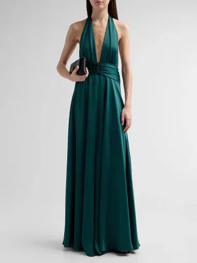 Ramy Brook Women's Jasmine Backless Plunging Halter Gown - Deep Emerald - Size 14 | Thumbnail 2 Ramy Brook Women's Jasmine Backless Plunging Halter Gown - Deep Emerald - Size 14 | Thumbnail 2