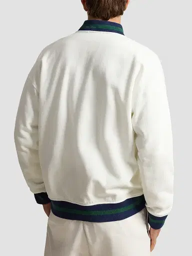 Polo Ralph Lauren Men's Relaxed-Fit Fleece Baseball Jacket - White | Thumbnail 3 Polo Ralph Lauren Men's Relaxed-Fit Fleece Baseball Jacket - White | Thumbnail 3